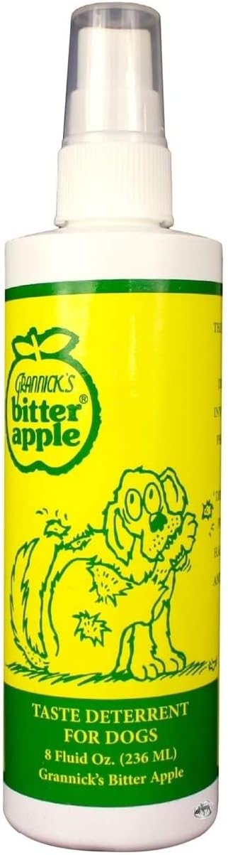 Grannick's Bitter Apple Liquid 1, 8 oz Chewing Deterrent Spray, Anti Chew Behavior Training Aid for Dogs and Cats; Stops Destructive Chewing Licking of Bandages, Paws, Shoes, Fur, Doors and Furniture