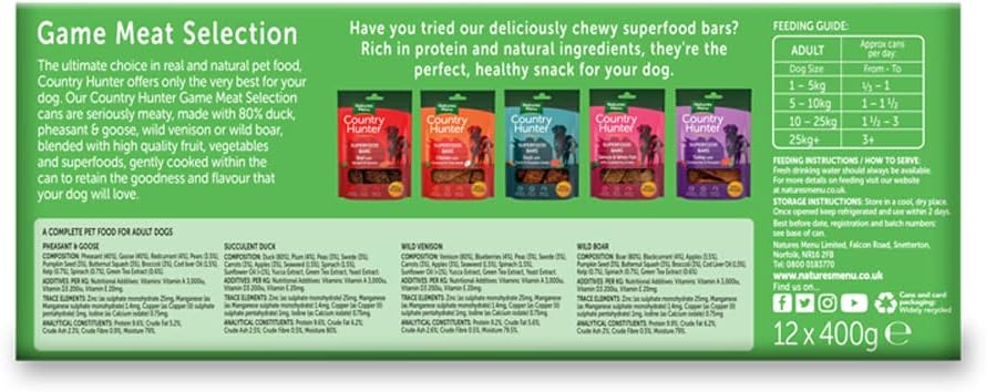 Natures Menu Country Hunter Natures Menu Game Meat Selection Wet Dog Food 400 g x 12