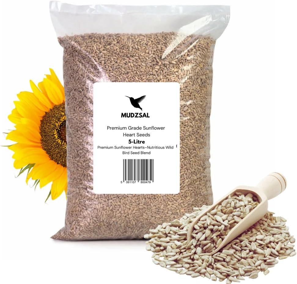 5L bag Premium Sunflower Heart Seeds Wild Bird Food – High Energy, No Mess Bird Feed