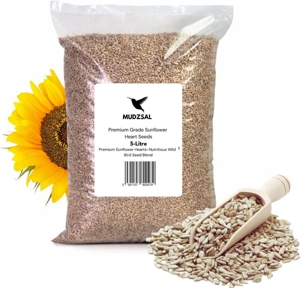 5L bag Premium Sunflower Heart Seeds Wild Bird Food – High Energy, No Mess Bird Feed