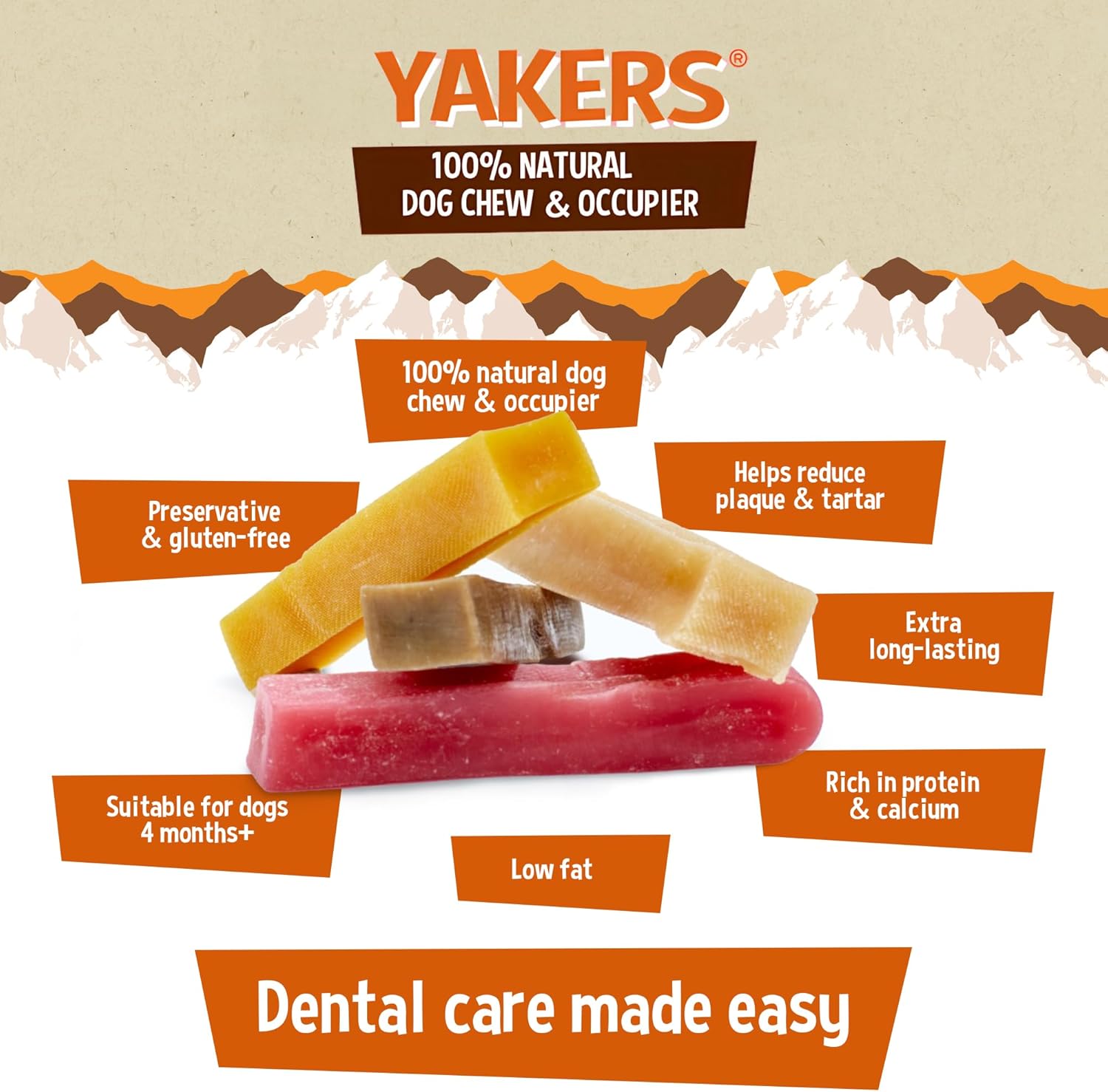 YAKERS Himalayan Natural Dog Chew Bars, Extra Long-Lasting Dog Treats & Occupier - Original, XL (Pack of 10) - Healthy Himalayan Chews for Dental Health & Enrichment