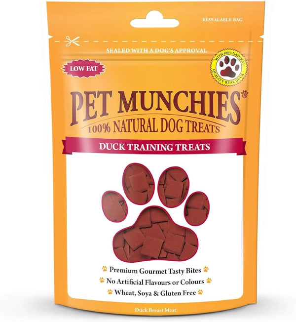 Pet Munchies Duck Dog Training Treats, Grain Free Tasty Bites with Natural Real Meat, Low in Fat 50g (Pack of 8)