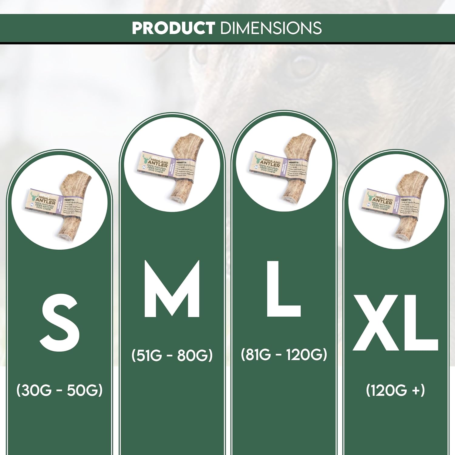 100% Natural SPLIT Antler Dog Chews The Hypo-Allergenic Dog Chew Like Stagbar (Weight - Small 30 - 50g), Size May Vary