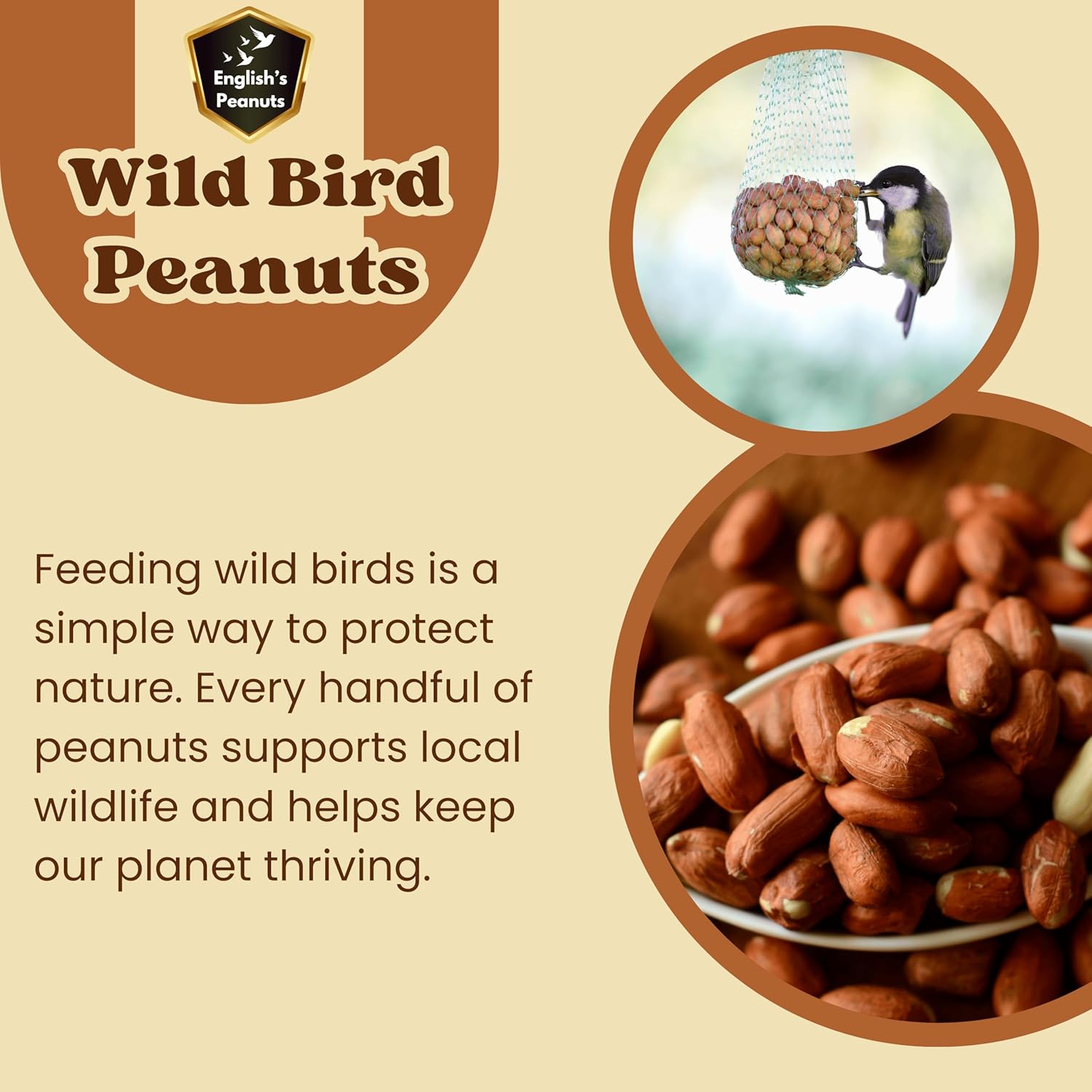 English's Peanuts 25-Kg Sack for Wild Birds – Natural Bird Food for Garden Birds | No Mess High Energy Wild Bird Food | Ideal Nuts for Garden Feeders