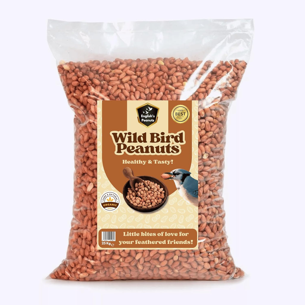 English's Peanuts 25-Kg Sack for Wild Birds – Natural Bird Food for Garden Birds | No Mess High Energy Wild Bird Food | Ideal Nuts for Garden Feeders