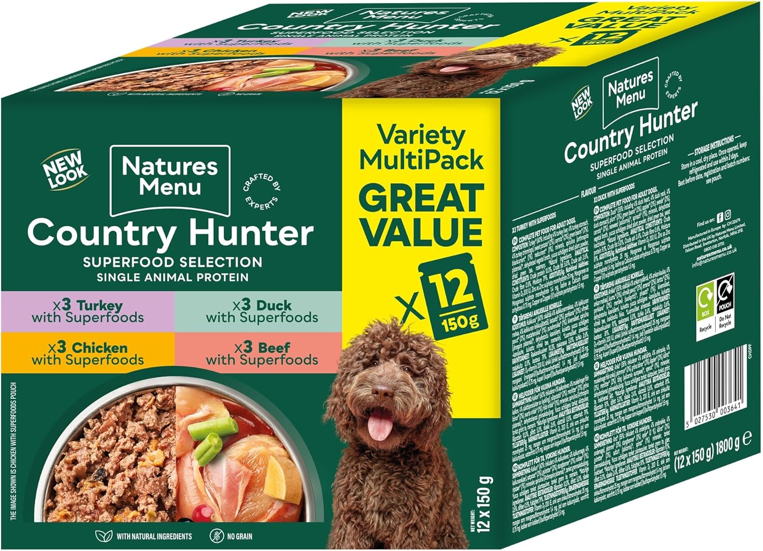Country Hunter Natures Menu Superfood Selection Pouches for Dogs (12x 150 g)