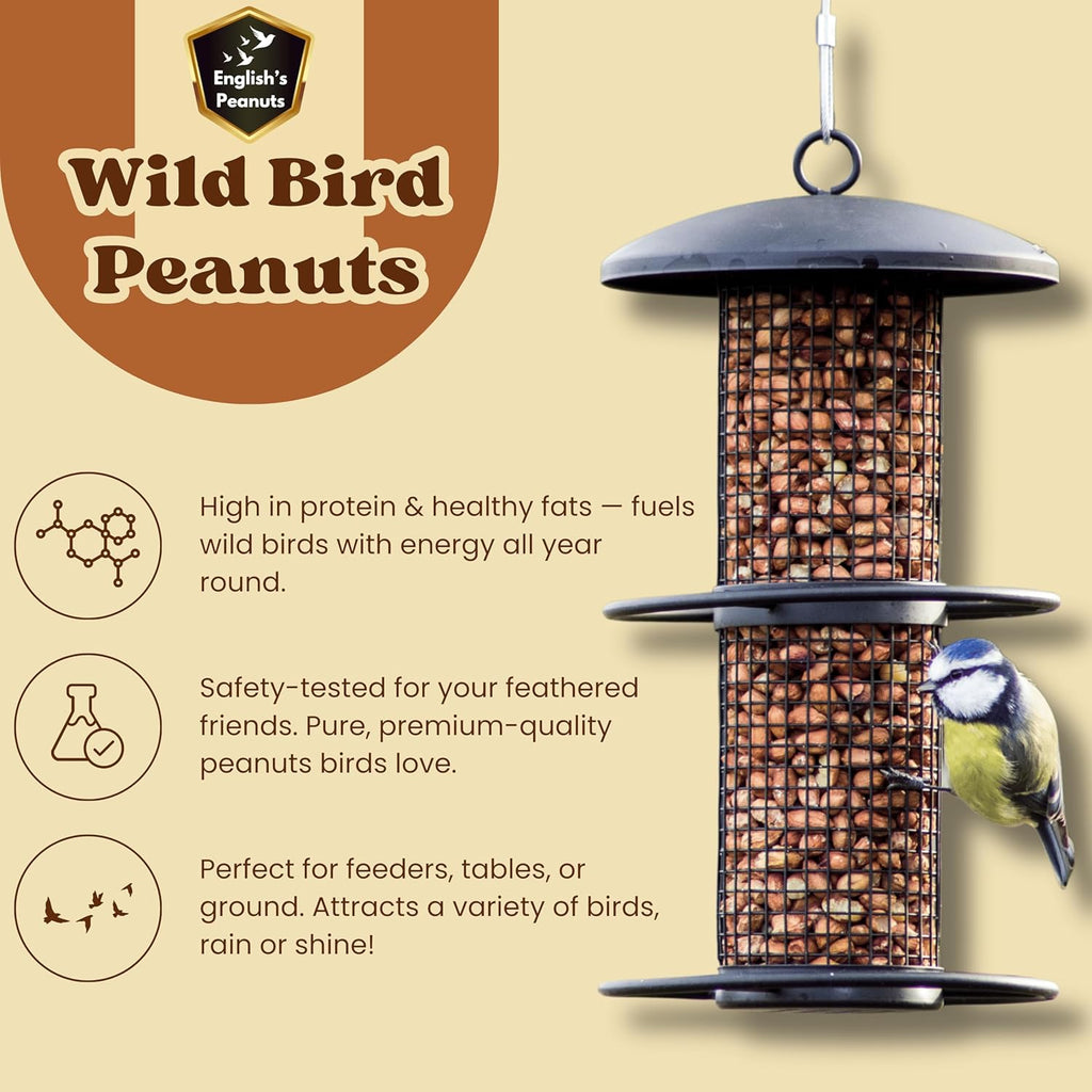 English's Peanuts 25-Kg Sack for Wild Birds – Natural Bird Food for Garden Birds | No Mess High Energy Wild Bird Food | Ideal Nuts for Garden Feeders