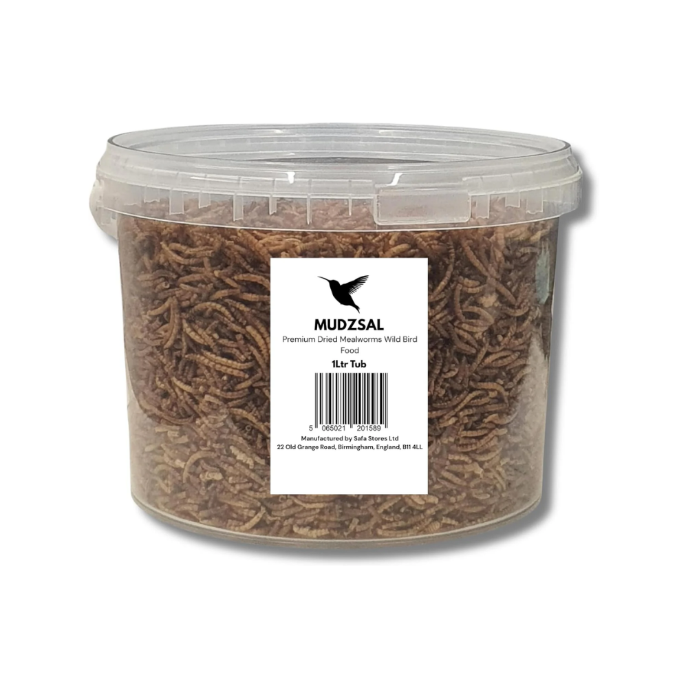 1 Litre - Mealworms Tub Wild Bird Food – High Energy, No Mess Bird Feed