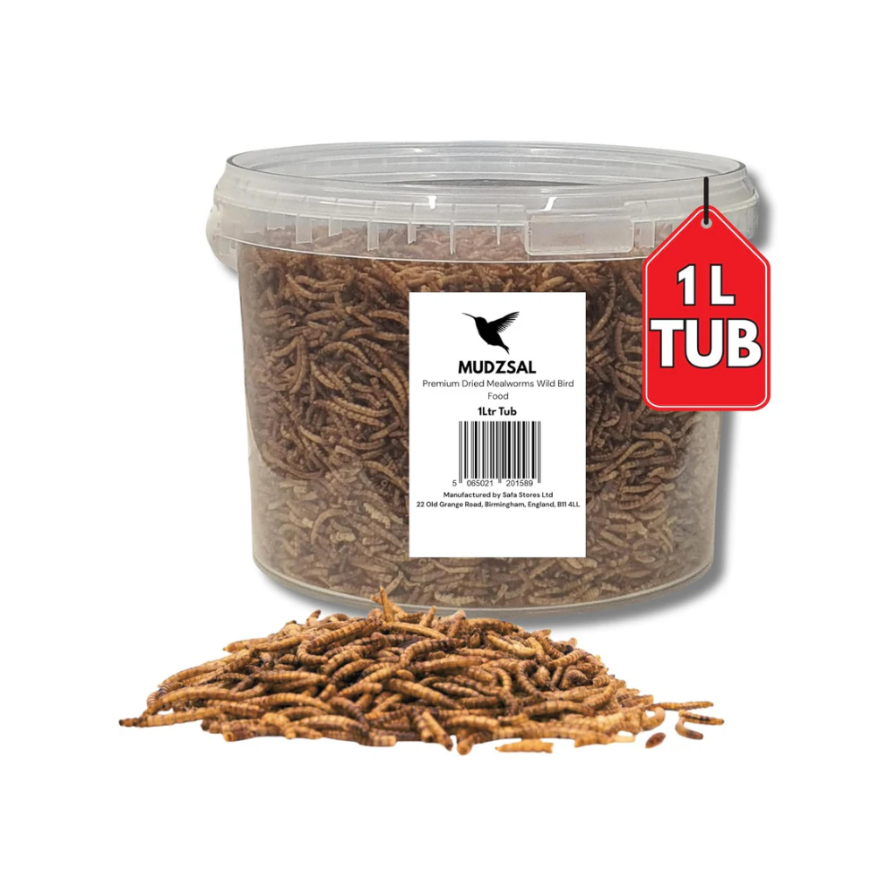 1 Litre - Mealworms Tub Wild Bird Food – High Energy, No Mess Bird Feed