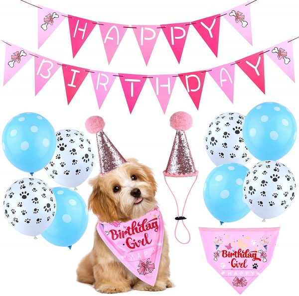 ADXCO 11 Pack Pink Dog Birthday Hat image2