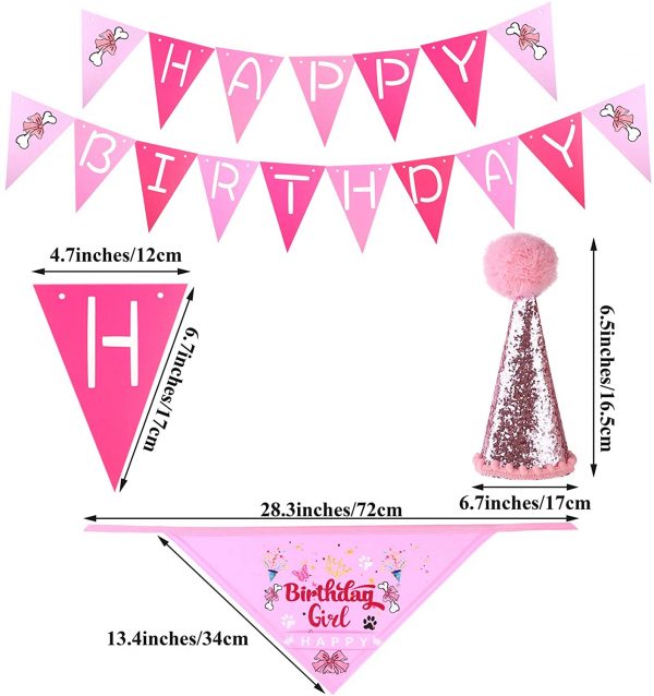 ADXCO 11 Pack Pink Dog Birthday Hat image3