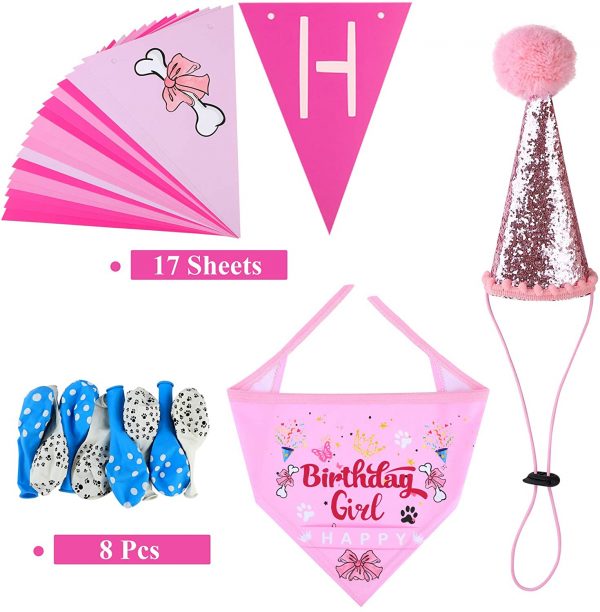 ADXCO 11 Pack Pink Dog Birthday Hat image4